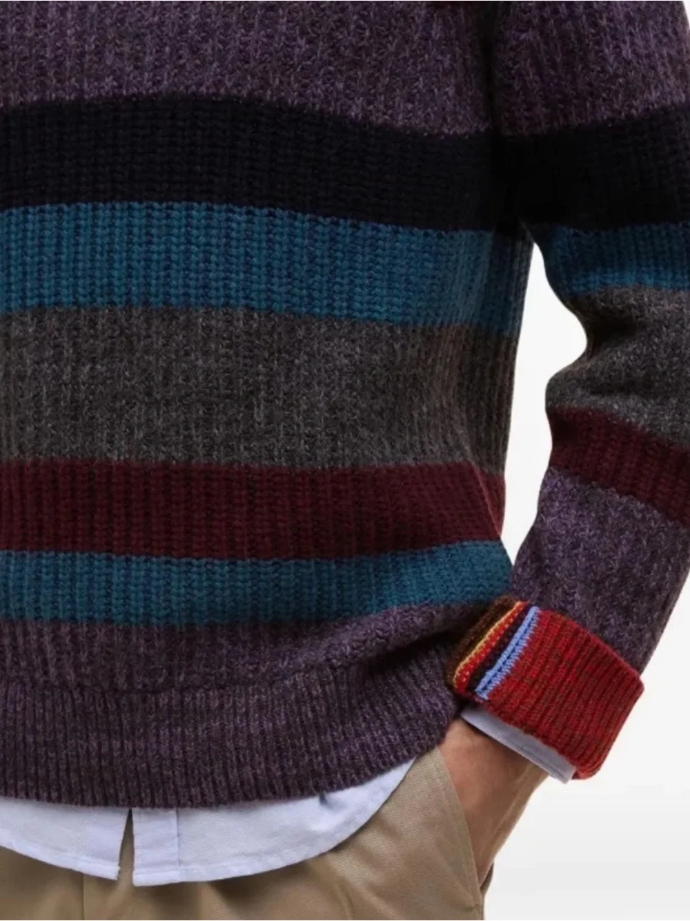 Paul Smith loves Barbour Men's Multi Strip Roundneck Sweater Sz M NWT